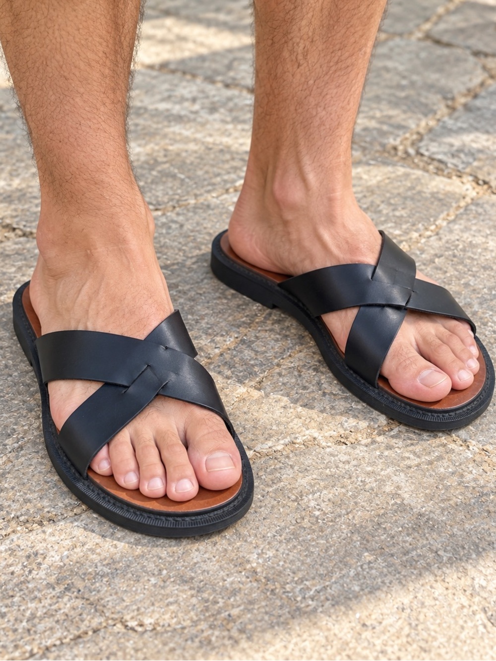 Dr. Martens Black Leather Slide Sandals Minimalist Grunge US M10 Vacation Resort